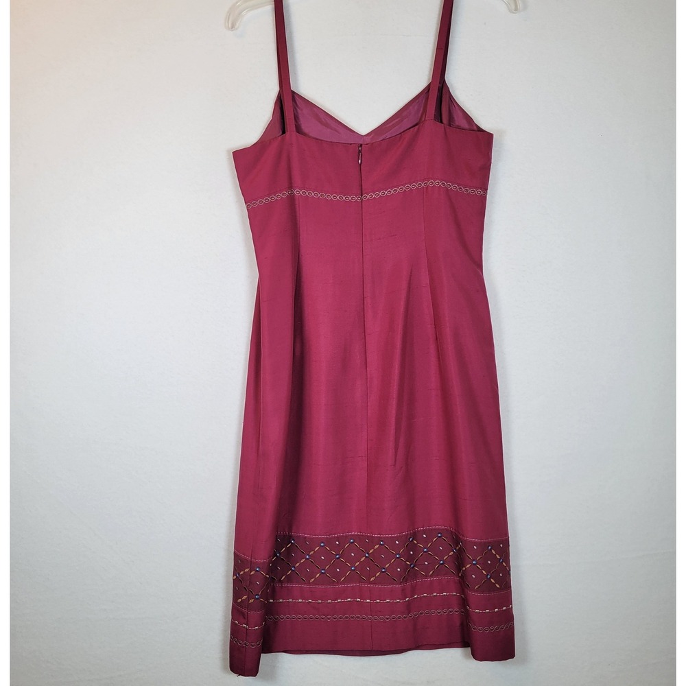 Ann Taylor Womens Silk Vintage Spaghetti Strap Midi Dress Size 10 Purple Friends - Picture 4 of 10